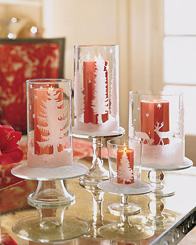 стеклянные подсвечники, новогодний декор, christmas candle holders